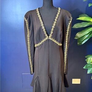 Black Dress with Gold Embroidery